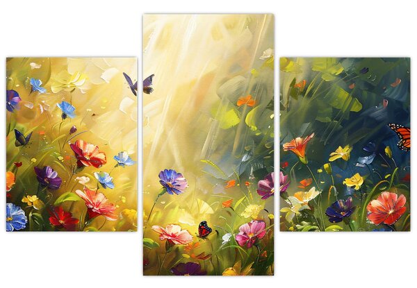 Kép - Tavaszi virágos rét, festmény (90x60 cm)