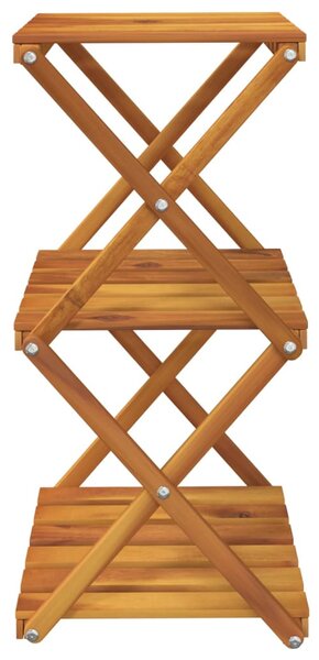 3 szintes barna tömör akácfa összecsukható polc 43 x 31 x 63 cm