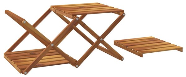 3 szintes barna tömör akácfa összecsukható polc 43 x 31 x 63 cm