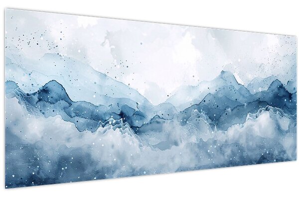 Kép - Felhők és hullámok, akvarell (120x50 cm)