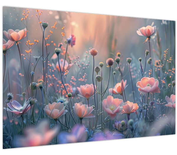 Kép - Virágok pasztell színekben (90x60 cm)