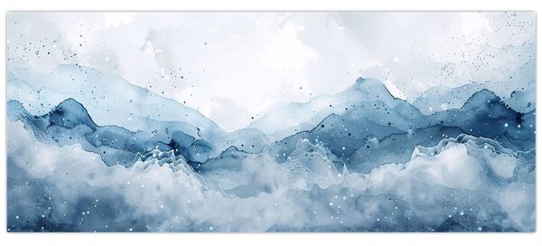 Kép - Felhők és hullámok, akvarell (120x50 cm)