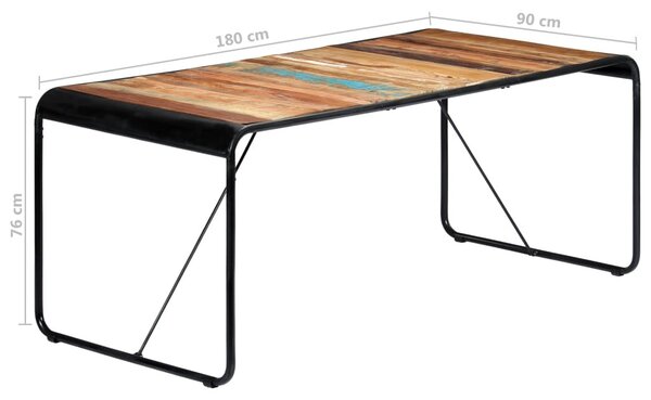 Tömör újrahasznosított fa étkezőasztal 180 x 90 x 76 cm