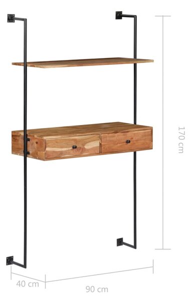 Tömör akácfa fali pult 90 x 40 x 170 cm