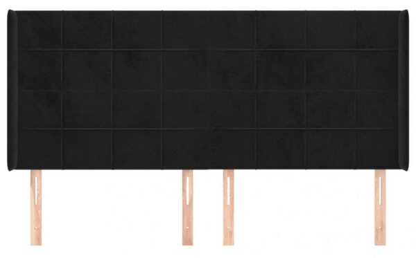 VidaXL Fejtámla - Bársony - Fekete - 163x118/128cm