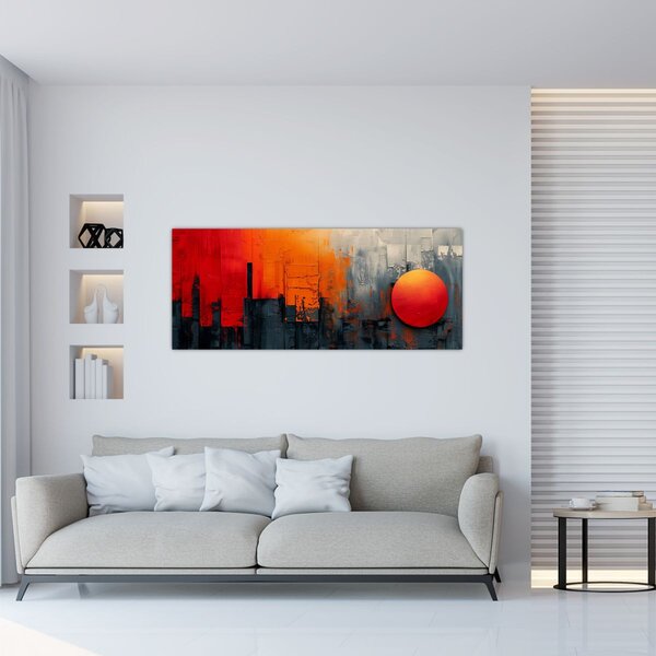 Kép - Absztrakt festmény a városról (120x50 cm)