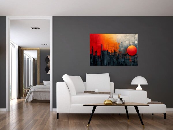 Kép - Absztrakt festmény a városról (90x60 cm)