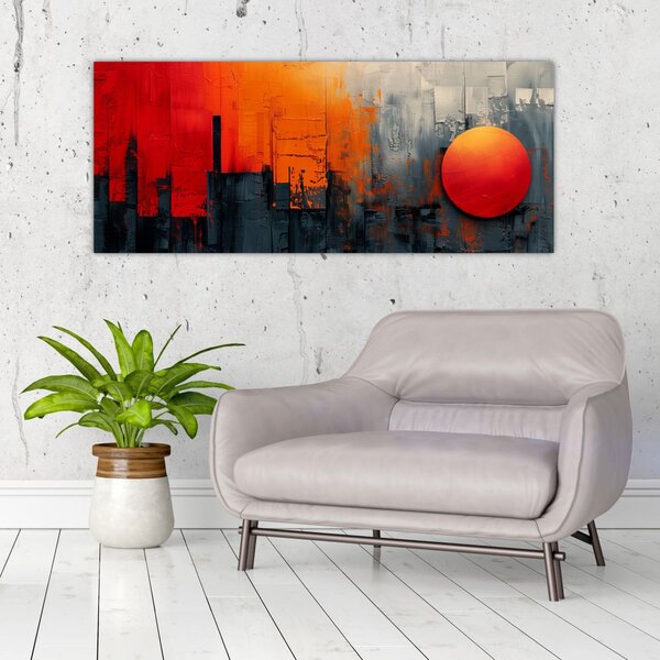Kép - Absztrakt festmény a városról (120x50 cm)
