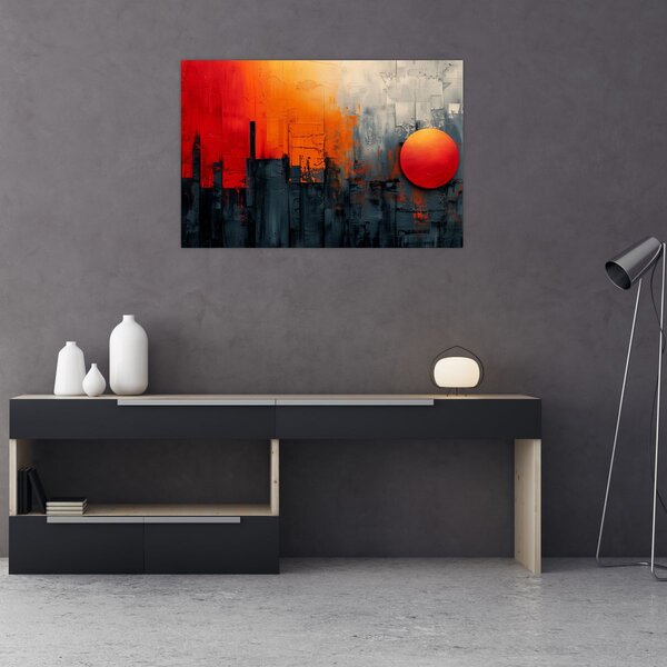 Kép - Absztrakt festmény a városról (90x60 cm)