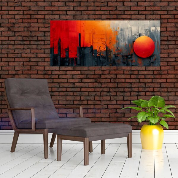Kép - Absztrakt festmény a városról (120x50 cm)