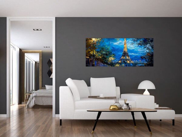 Kép - Olajfestmény az Eiffel-toronyról (120x50 cm)