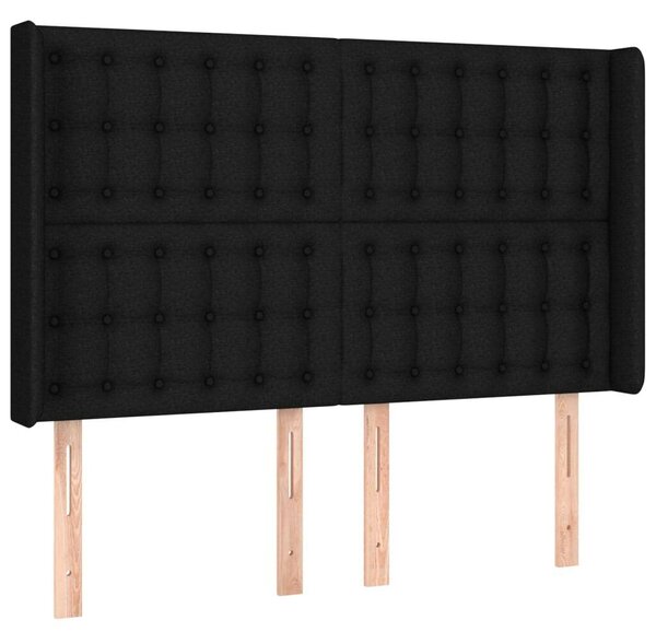 VidaXL fekete szövet rugós és LED-es ágy matraccal 140x190 cm