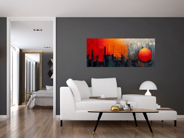 Kép - Absztrakt festmény a városról (120x50 cm)