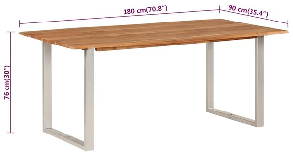 Tömör akácfa étkezőasztal 180 x 90 x 76 cm
