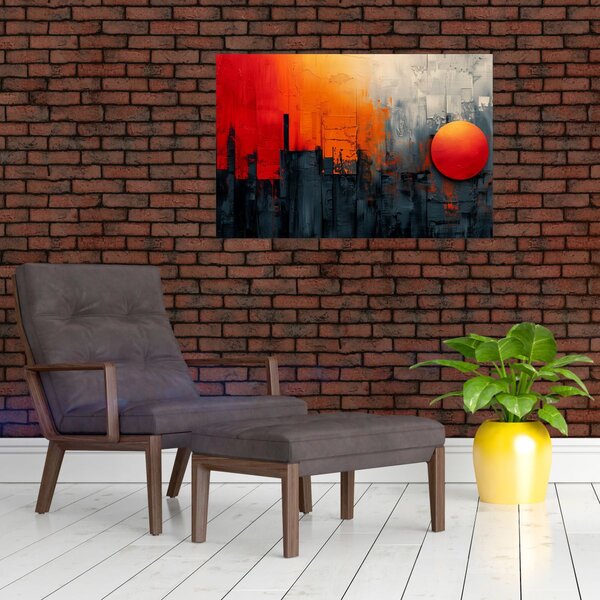 Kép - Absztrakt festmény a városról (90x60 cm)