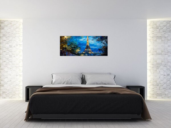 Kép - Olajfestmény az Eiffel-toronyról (120x50 cm)