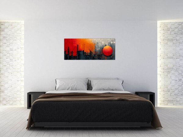 Kép - Absztrakt festmény a városról (120x50 cm)
