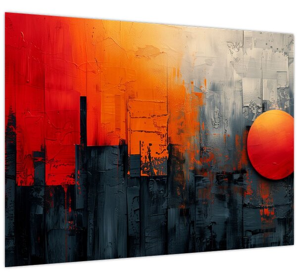Kép - Absztrakt festmény a városról (70x50 cm)
