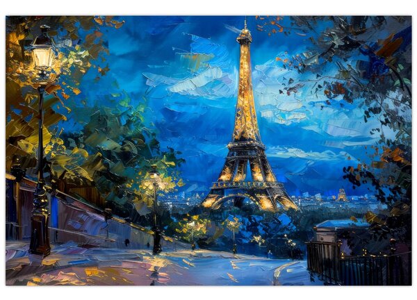 Kép - Olajfestmény az Eiffel-toronyról (90x60 cm)