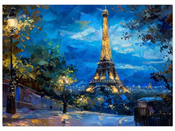 Kép - Olajfestmény az Eiffel-toronyról (70x50 cm)