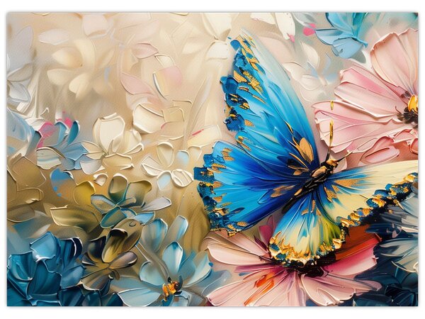 Kép - Virágok és pillangók festése (70x50 cm)