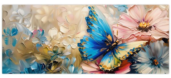 Kép - Virágok és pillangók festése (120x50 cm)