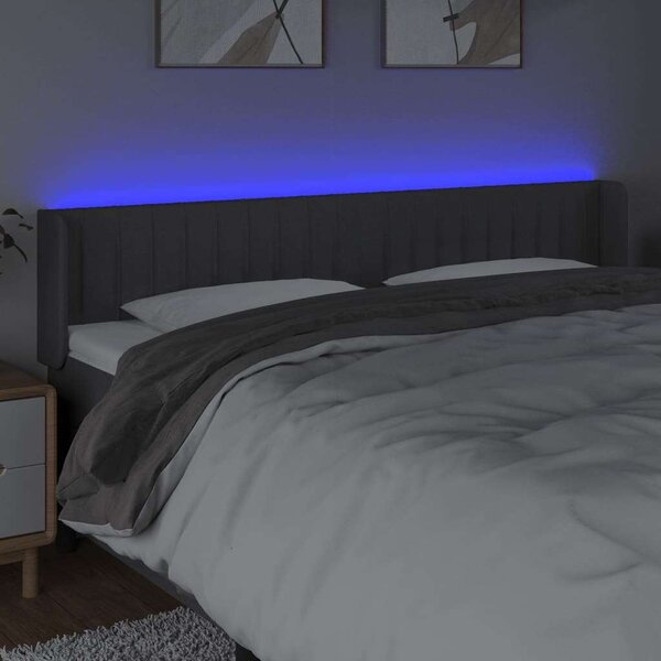 VidaXL LED Ágyfejtámla - Sötétszürke Szövet - 163cm