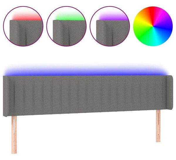 VidaXL LED Ágyfejtámla - Sötétszürke Szövet - 163cm