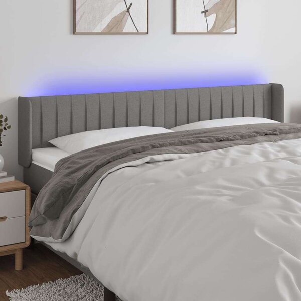 VidaXL LED Ágyfejtámla - Sötétszürke Szövet - 163cm