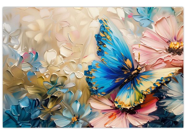 Kép - Virágok és pillangók festése (90x60 cm)