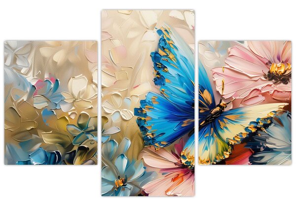 Kép - Virágok és pillangók festése (90x60 cm)