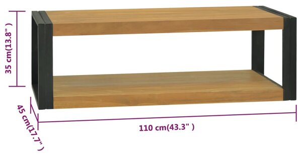 Tömör tíkfa falra szerelhető fürdőszobaszekrény 110x45x35 cm