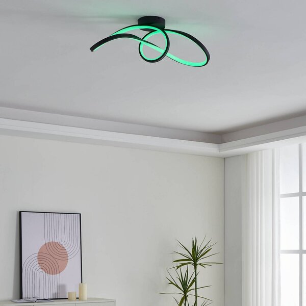EGLO connect LED mennyezeti lámpa Calarossa-Z, fekete, alumínium, dimmelhető, Fekete, Nappali / Étkező, Alumínium, Modern