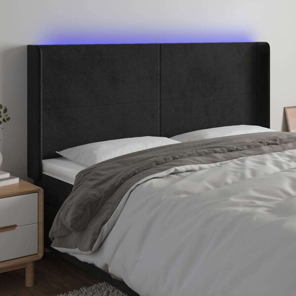 VidaXL fekete bársony LED-es fejtámla 183x16x118/128 cm