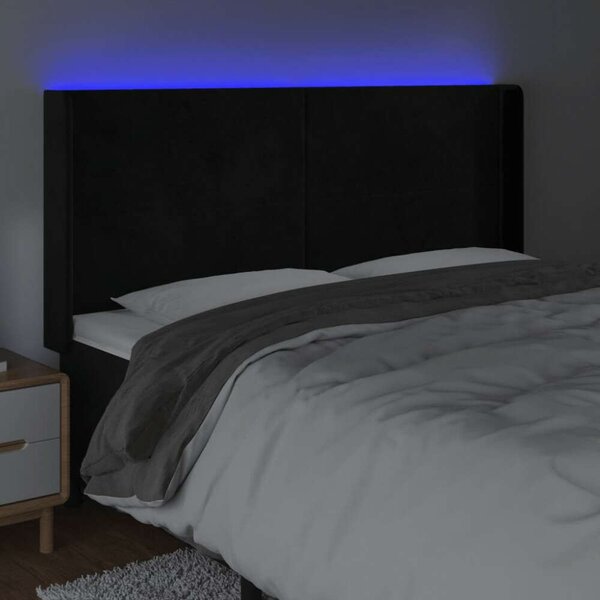 VidaXL fekete bársony LED-es fejtámla 183x16x118/128 cm
