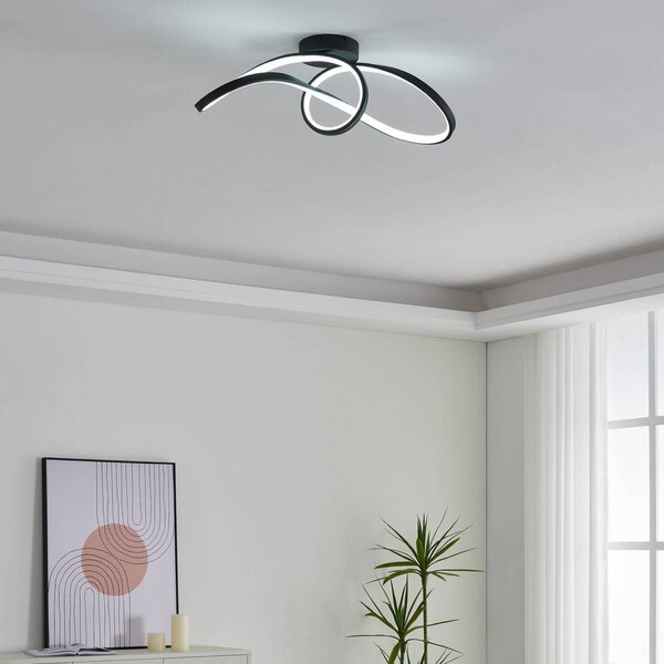 EGLO connect LED mennyezeti lámpa Calarossa-Z, fekete, alumínium, dimmelhető, Fekete, Nappali / Étkező, Alumínium, Modern