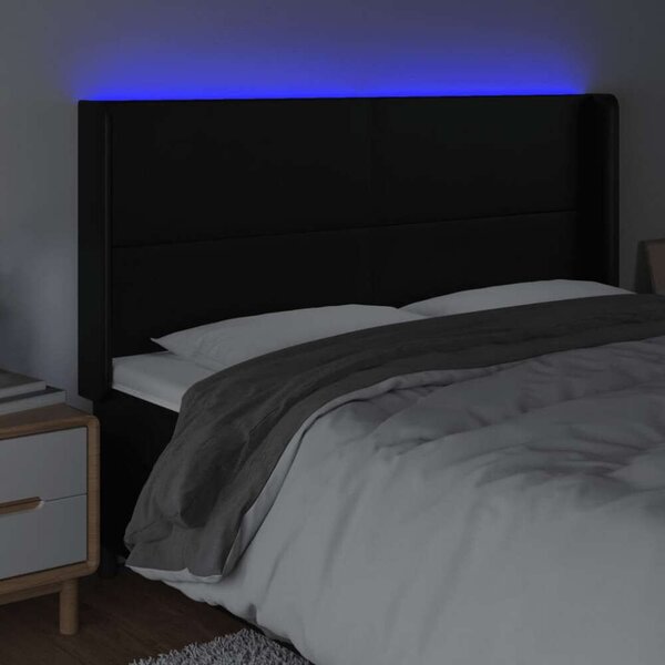 LED-es Fejtámla - Fekete Műbőr - 183x16x118/128 cm