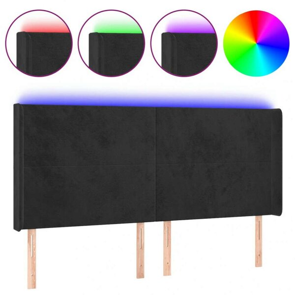 VidaXL fekete bársony LED-es fejtámla 183x16x118/128 cm