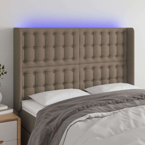 VidaXL tópszínű szövet LED-es fejtámla 147x16x118/128 cm