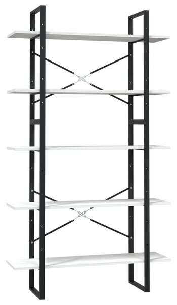 VidaXL 5 Polcos Könyvespolc - Fehér Fenyőfa - 100x30x175cm