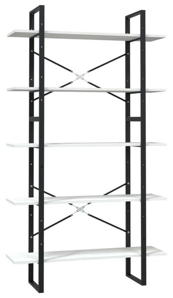 VidaXL 5 Polcos Könyvespolc - Fehér Fenyőfa - 100x30x175cm