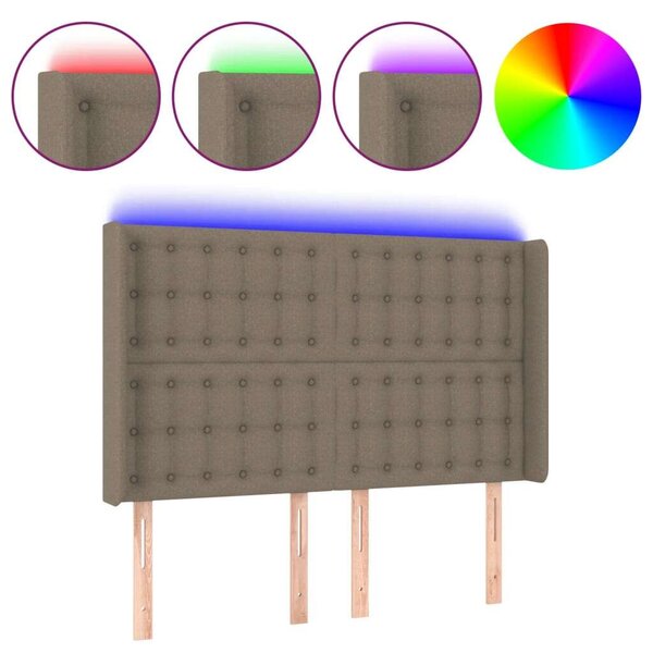 VidaXL tópszínű szövet LED-es fejtámla 147x16x118/128 cm