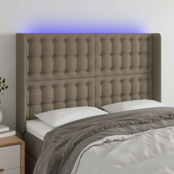 VidaXL tópszínű szövet LED-es fejtámla 147x16x118/128 cm