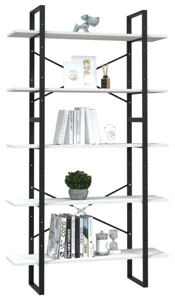 VidaXL 5 Polcos Könyvespolc - Fehér Fenyőfa - 100x30x175cm