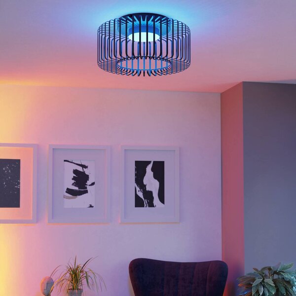 EGLO connect LED mennyezeti lámpa Ginestrone-Z, fekete, alumínium, dimmelhető, Fekete, Nappali / Étkező, fém, Modern