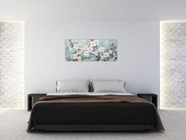 Kép - Festés, virágzó faágak (120x50 cm)