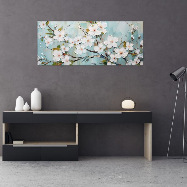 Kép - Festés, virágzó faágak (120x50 cm)