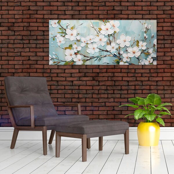 Kép - Festés, virágzó faágak (120x50 cm)