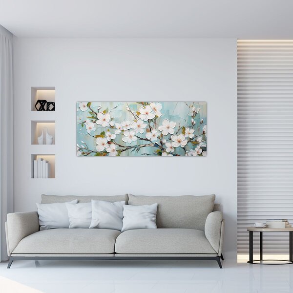 Kép - Festés, virágzó faágak (120x50 cm)