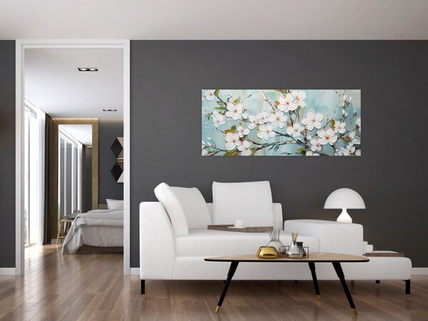 Kép - Festés, virágzó faágak (120x50 cm)